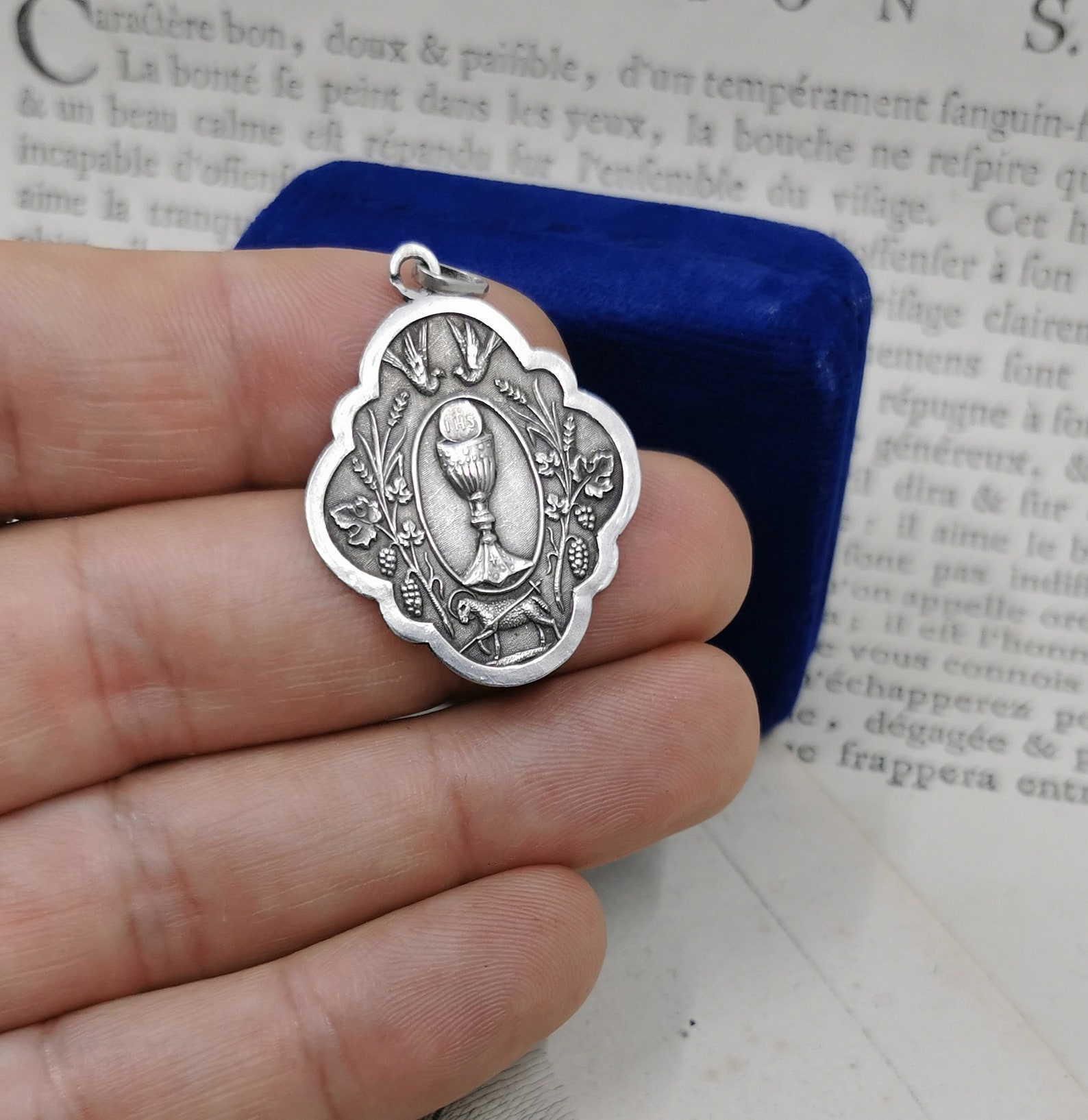 Antique Religious Medallion Sterling Silver French Medal Etsy