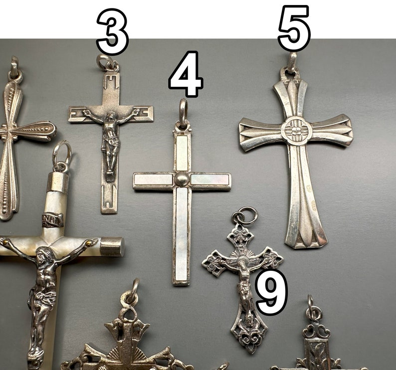 Antique Silver Cross, Religious Antiques, Cross Crucifix, French Pendant, Cross Necklace, Dainty Necklace, Religious Jewelry, Silver Cross image 7