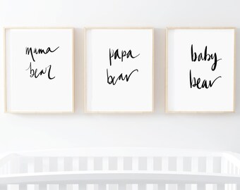 Instant Download, Mama Bear Papa Bear Baby Bear, Printable Wall Art, Home Decor