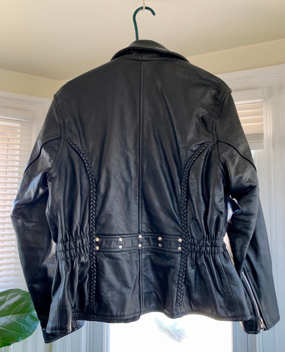 YKK Genuine Leather Motorcycle Jacket - Braid Detaili… - Gem