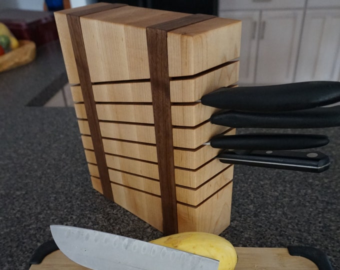 Maple and Walnut Knife Block Etsy Canada