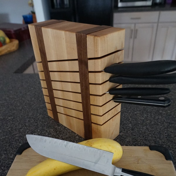 Maple and Walnut Knife Block