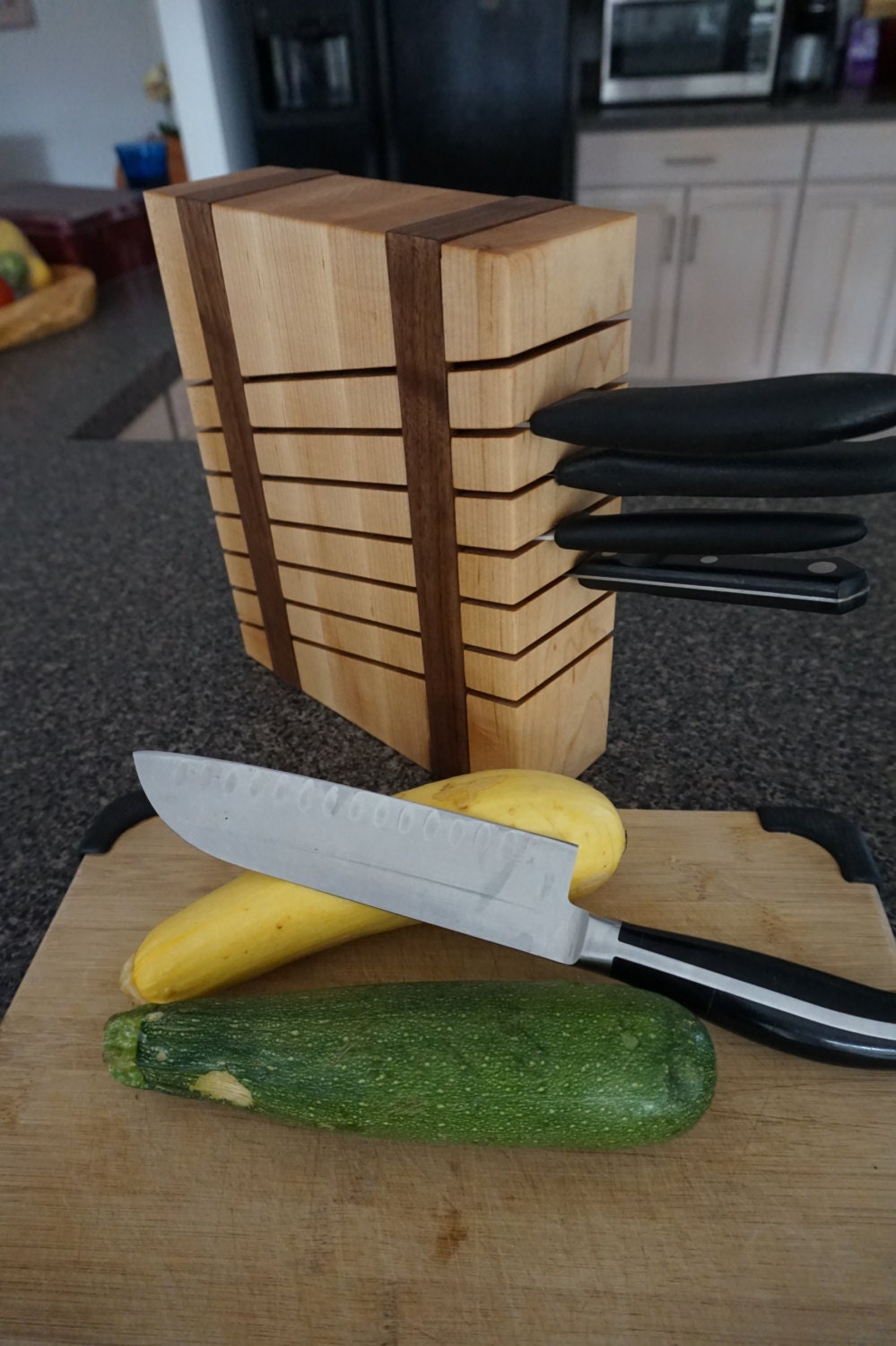 Maple Tiered in-drawer knife block bustom-built