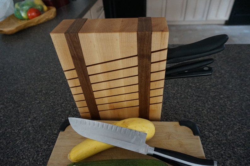 Maple and Walnut Knife Block Etsy