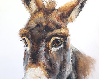 Original Artwork - A3 Pastel Drawing of a Donkey by Animal Artist Belinda Elliott