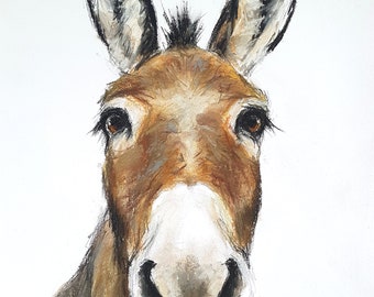 Original Artwork - A3 Pastel Drawing of a Donkey by Animal Artist Belinda Elliott