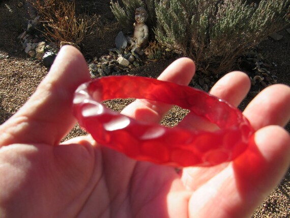 1950's Red Notched Semi Translucent BAKELITE Bang… - image 2