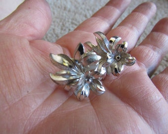 Vintage Sterling Floral Screw Back Earrings