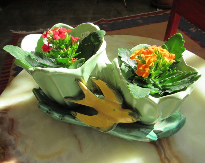 Antique Mccoy Double Green Bird Planter - Etsy