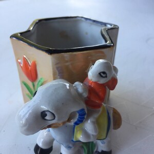 vintage Funky Japanese Bunny Riding the Donkey Petite jardinière