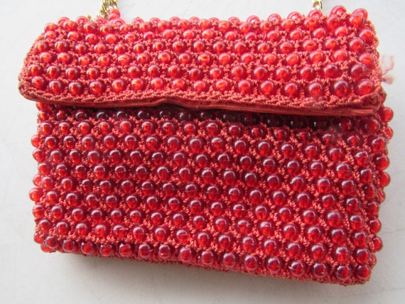 Vintage Red Italian Beaded Purse - image 2