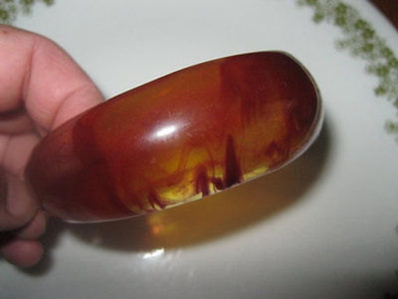 Vintage Faux Tortoise Shell Bangle Bracelet - image 2