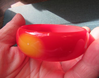 Shultz Red and Yellow Polka Dot Bakelite Bangle