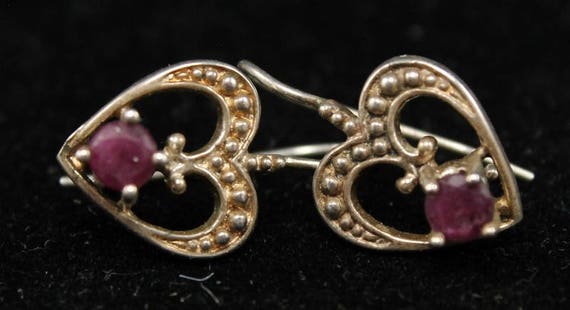 Vintage Ruby and Silver Earrings - image 4
