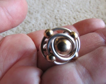 Sterling and 14k Gold Orbit Ring Size 8