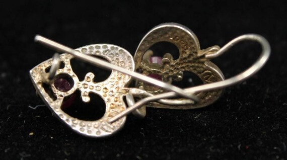 Vintage Ruby and Silver Earrings - image 5