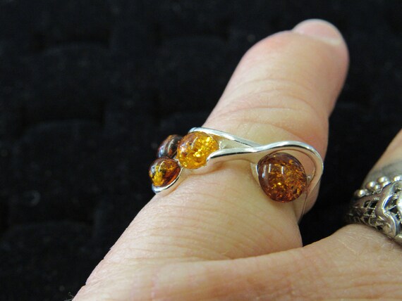 Sterling and Amber Ring Sz 6.5 - image 2