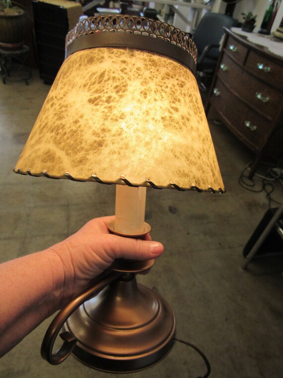 Vintage Metal And Fiberglass Small Desk Lamp Bronze Metal Etsy