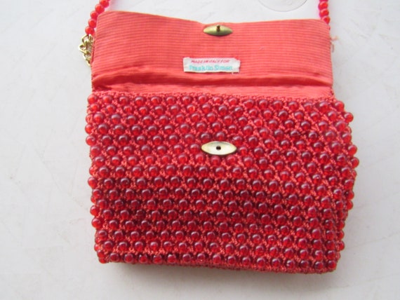 Vintage Red Italian Beaded Purse - image 3