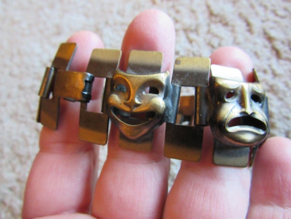 Vintage Handmade Bronze Metal Tragedy and Comedy … - image 3