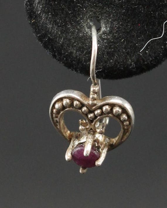 Vintage Ruby and Silver Earrings - image 3