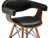 Black and walnut chair, desk chair, mid-century, Retro, vintage, wood dining, desk, bedroom, replica chair.