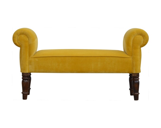 Mustard Hallway Bench Footstool. Hallway Bench. Velvet Bench. Etsy UK