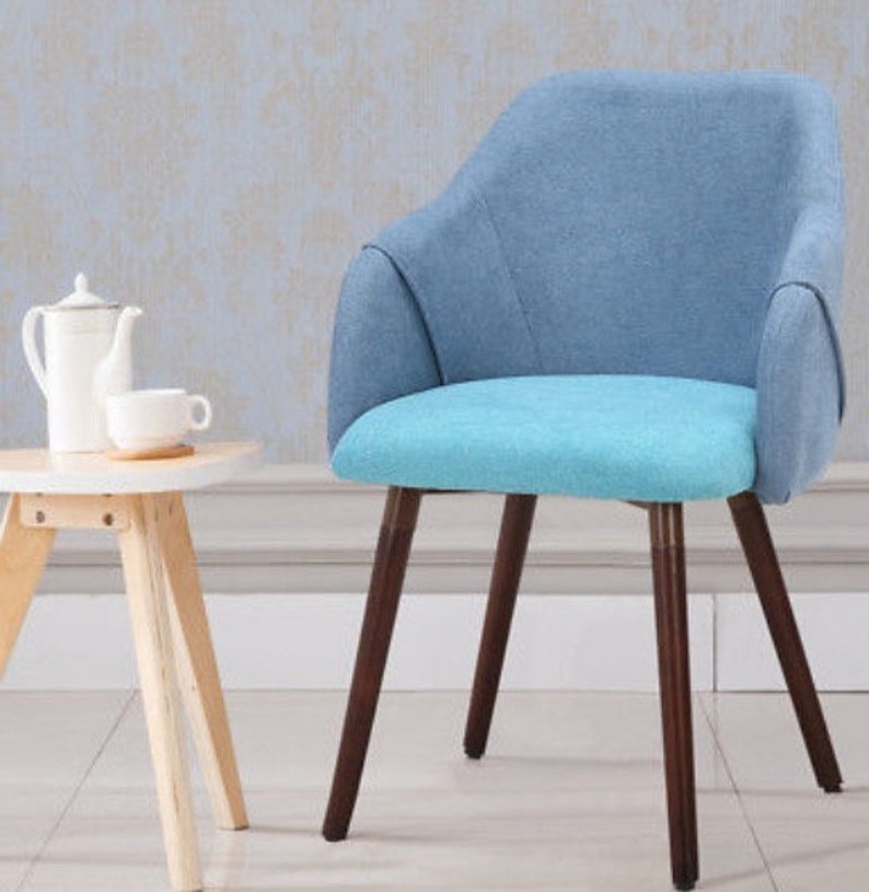 Blue Dining Desk Chair Retro Vintage Wood And Brown Dining Desk Bedroom Replica Chair