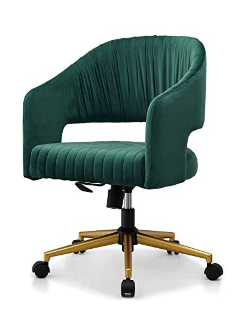 Green and Gold Desk Chair With Wheels. Velvet Desk Chair Etsy UK