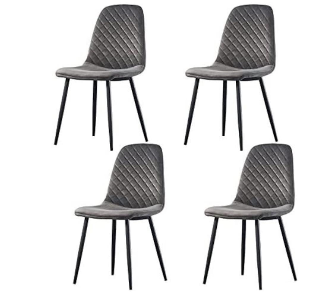 Set of Six Suede Grey Chairs. Suede Dining Chairs Upholstered Etsy UK