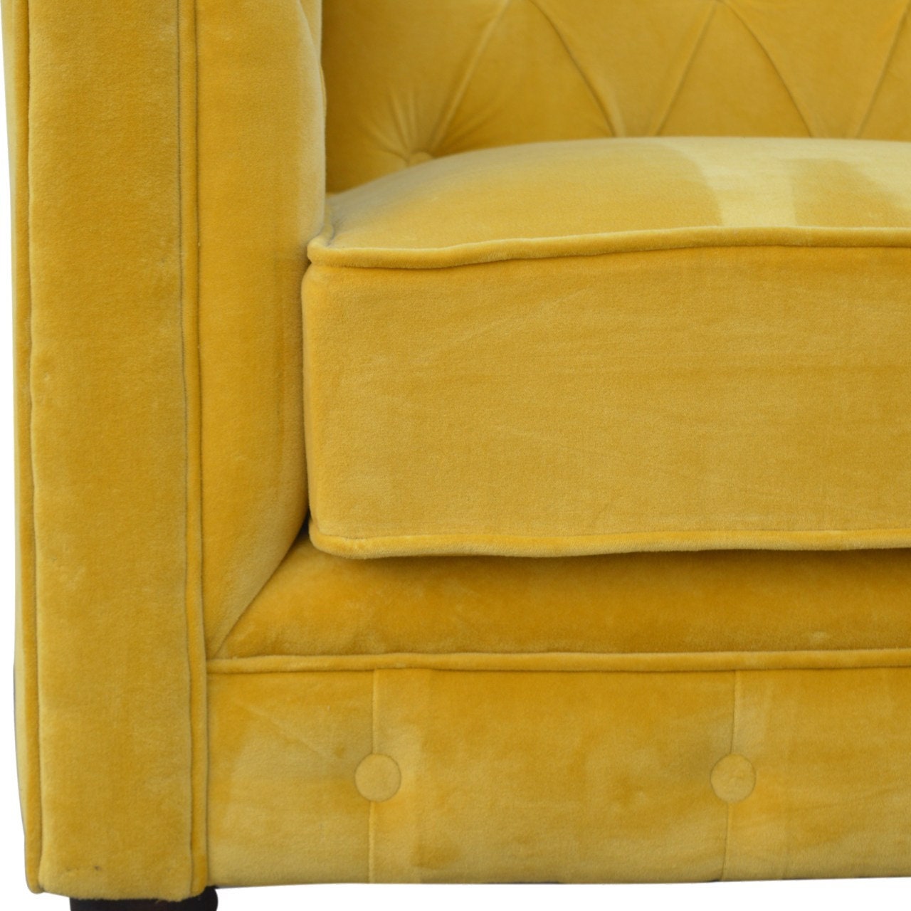 Mustard Velvet Chesterfield Sofa. Two Seater Velvet Buttoned Etsy UK
