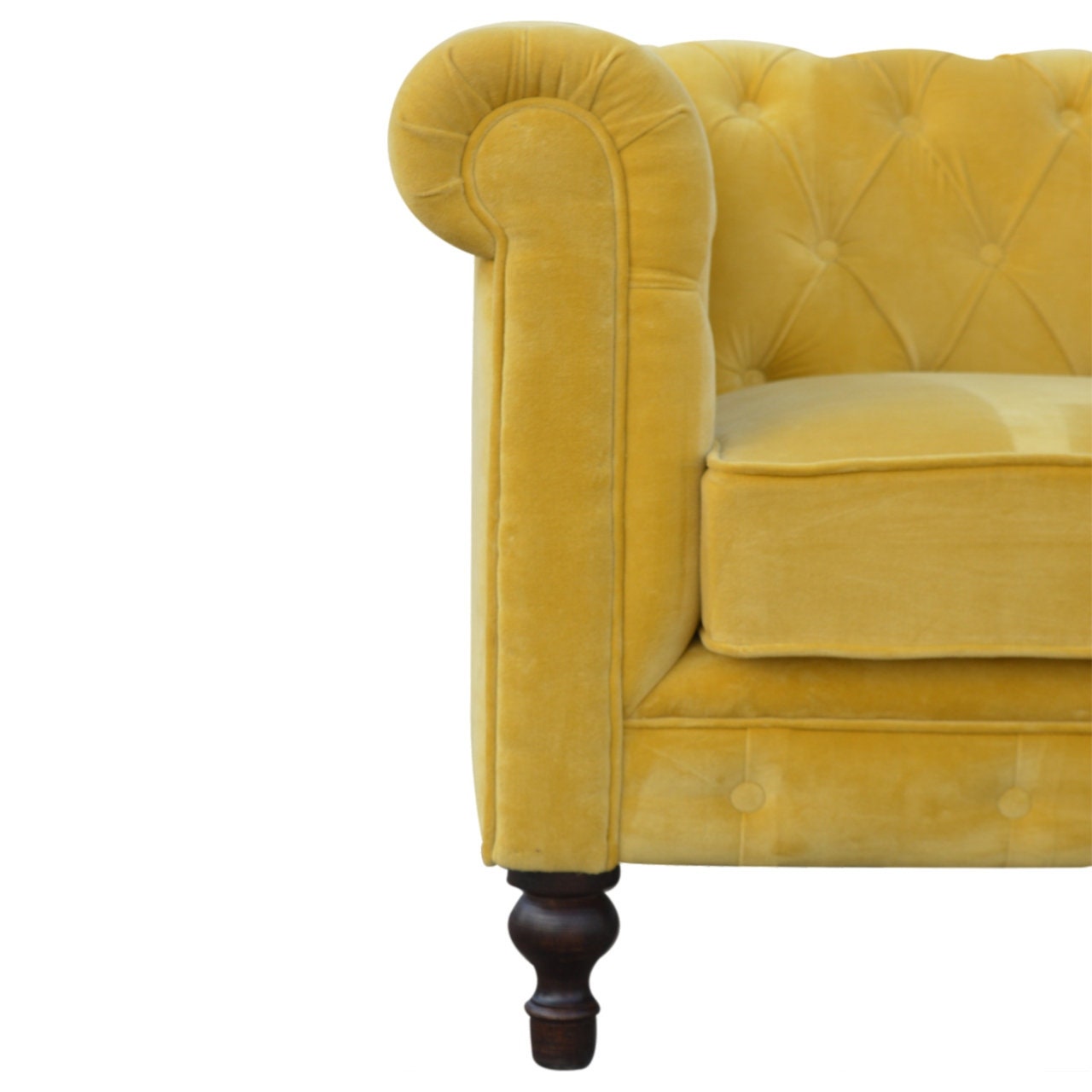 Mustard Velvet Chesterfield Sofa. Two Seater Velvet Buttoned Etsy UK