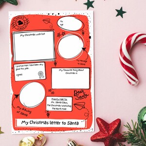 Carta imprimible a Papá Noel, carta instantánea a Papá Noel, Querido Papá Noel, Actividades navideñas para niños, Lista de deseos navideños para niños