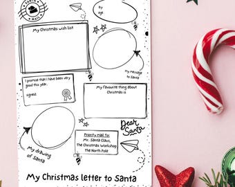 Christmas activity sheet for kids, Santa wish list colour in, digital Santa list, colouring Christmas sheets, instant santa gift list!