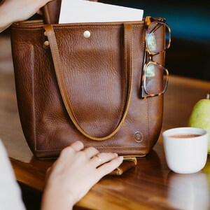 Cartera de cuero con bolsillo para teléfono y estuche con cremallera imagen 3