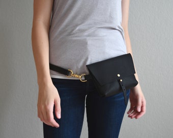 The Bogotá - Hip Bag, Belt Bag in Deep Black Kodiak Leather