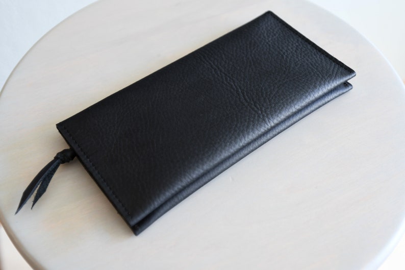Cartera de cuero para teléfono con bolsillo para teléfono y bolsillo con cremallera imagen 2