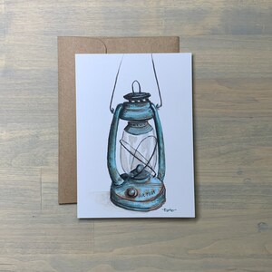 Grußkarte - 17 x 18 cm Druck von handgemalter Originalkunst, "Dad's Lantern"