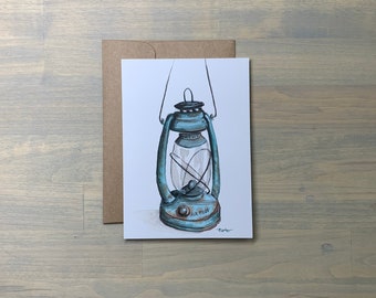 Greeting Card - 5" x 7" Print of Hand Painted Original Art, "Dad's Lantern"