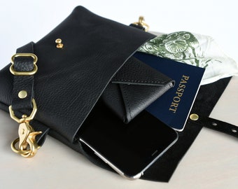 The Bogotá - Hip Bag, Belt Bag in Deep Black Kodiak Leather