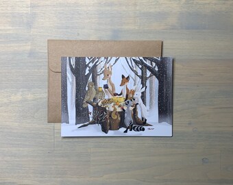 Greeting Card - 5" x 7" Print of Hand Painted Original Art, "Winter Party"