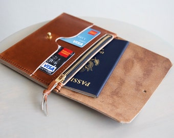 The Falkirk - Passport and Zipper Wallet in Aged Whiskey Horween Cavalier Leather