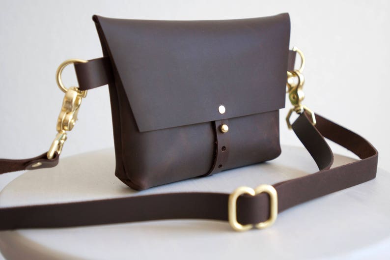 Hip Bag Fanny Pack in Dark Chocolate Brown Leather The Bogot\u00e1