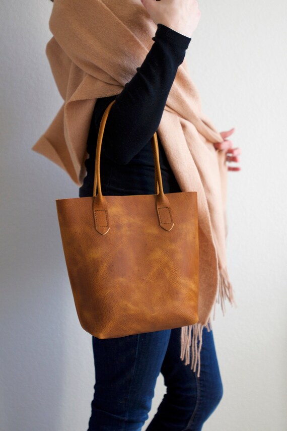 Leather Market Tote Bag in Wild Honey Kodiak Leather | Etsy