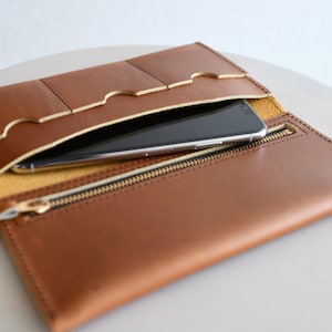 Leather Phone Wallet with Phone Pocket and Zipper Pouch image 1