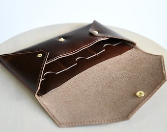 The Envelope Clutch Wallet - Oxblood Leather