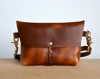 The Extra Large Bogotá - Hip Bag, Fanny Pack in Aged Whiskey Horween Leather