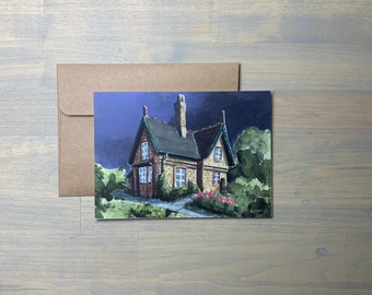 Greeting Card - 5" x 7" Print of Hand Painted Original Art, "Countryside Cottage"