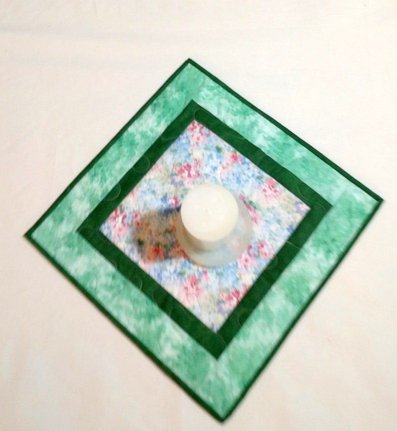 Reversible to Abstract Floral Quilt Hostess Gift Bed Stand Topper Quiltsy Handmade Soft Floral Quilted Table Topper Gift for Mom