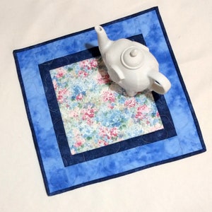 Reversible to Abstract Floral Quilt Hostess Gift Bed Stand Topper Quiltsy Handmade Soft Floral Quilted Table Topper Gift for Mom